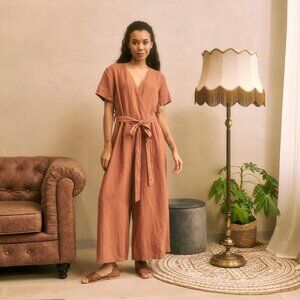 Black Linen Wrap Jumpsuit